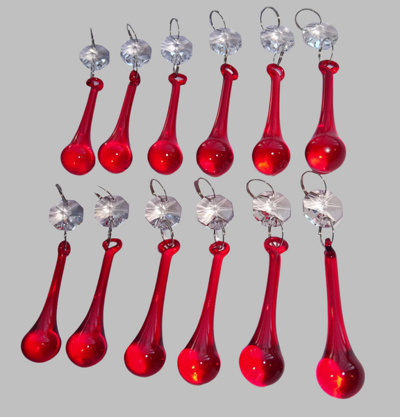 12 Red Orbs 53 mm 2" Chandelier UK Crystals Droplets Beads Drops Christmas Wedding Decorations 4