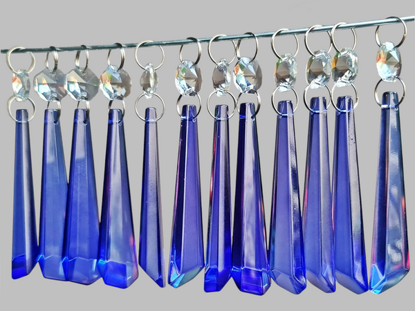 12 Blue Icicles 72 mm 3" UK Chandelier Crystals Drops Beads Droplets Christmas Decorations 6