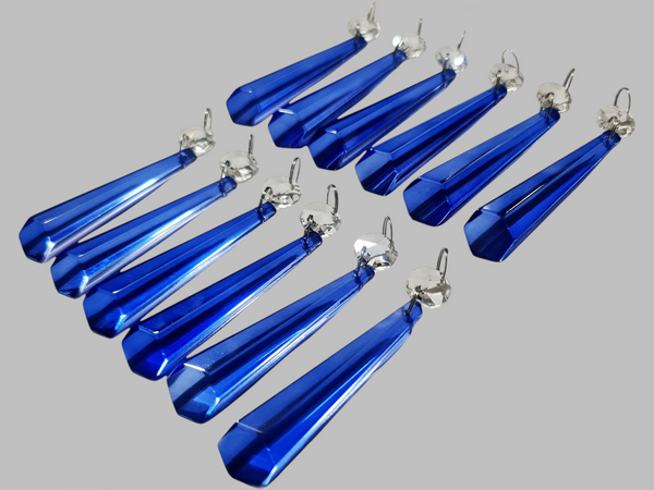 12 Blue Icicles 72 mm 3" UK Chandelier Crystals Drops Beads Droplets Christmas Decorations 5