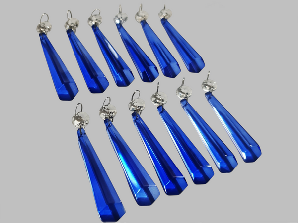 12 Blue Icicles 72 mm 3" UK Chandelier Crystals Drops Beads Droplets Christmas Decorations 9