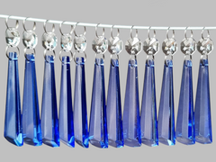 12 Blue Icicles 72 mm 3" UK Chandelier Crystals Drops Beads Droplets Christmas Decorations