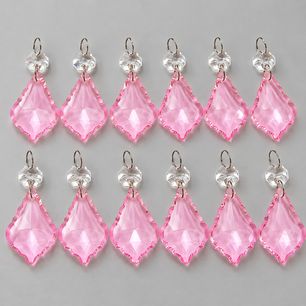 12 Pink Leaf 50 mm 2" Chandelier UK Crystals Drops Beads Droplets Christmas Wedding Decorations 3