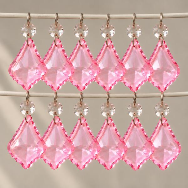 12 Pink Leaf 50 mm 2" Chandelier UK Crystals Drops Beads Droplets Christmas Wedding Decorations 4