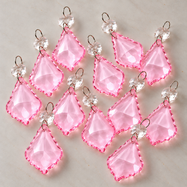 12 Pink Leaf 50 mm 2" Chandelier UK Crystals Drops Beads Droplets Christmas Wedding Decorations 7