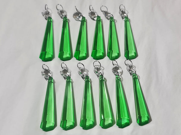 12 Emerald Green Icicles 72 mm 3" Chandelier Crystals Drops Beads Droplets Christmas Decorations 13