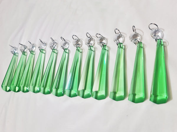 12 Emerald Green Icicles 72 mm 3" Chandelier Crystals Drops Beads Droplets Christmas Decorations 5