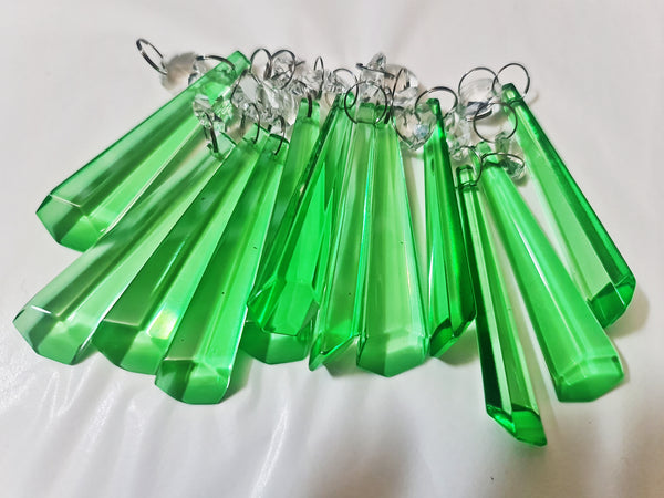 12 Emerald Green Icicles 72 mm 3" Chandelier Crystals Drops Beads Droplets Christmas Decorations 3