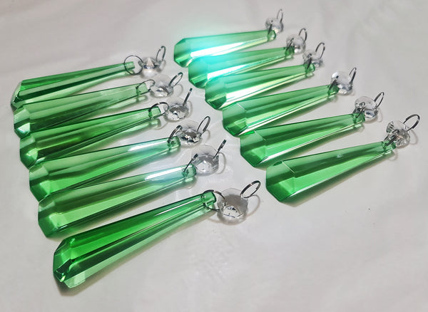 12 Emerald Green Icicles 72 mm 3" Chandelier Crystals Drops Beads Droplets Christmas Decorations 7