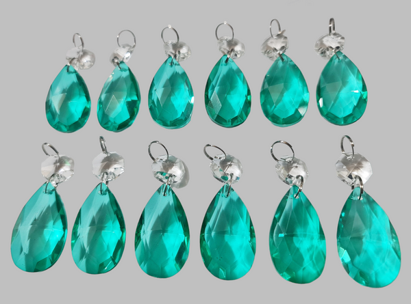 12 Aqua Marine Green Oval 37 mm 1.5" UK Chandelier Crystals Drops Beads Droplets Christmas Decorations 4