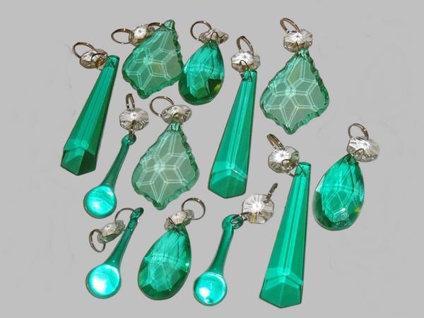 12 Aqua Marine Turquoise Green Chandelier Drops Cut Glass UK Crystals Beads Droplets Light Parts Sun Catchers 5