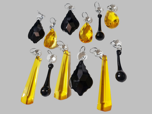 12 Chandelier Drops Halloween Fall Colours Cut Glass Crystals Beads Prisms Droplets Lamp Light Parts 6
