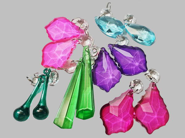 12 Chandelier Drops Summer Colour Cut Glass Crystals Droplets Beads Light Lamp Parts Prisms 2