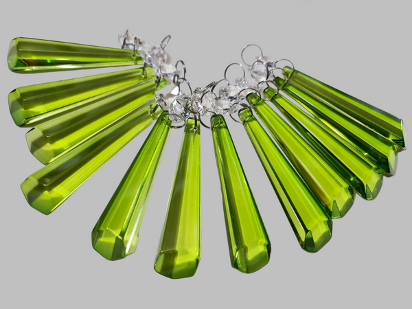 12 Sage Green Icicles 72 mm 3" Chandelier Crystals UK Drops Beads Droplets Christmas Decorations 13