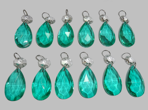 12 Aqua Marine Green Oval 37 mm 1.5" UK Chandelier Crystals Drops Beads Droplets Christmas Decorations 6
