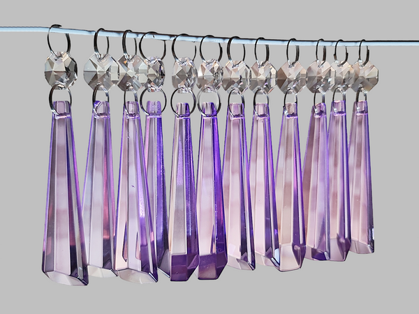 12 Lilac Purple Icicles 72 mm 3" Chandelier UK Crystals Drops Beads Droplets Decorations 9
