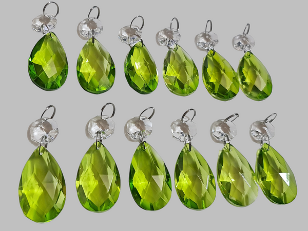 12 Sage Green Oval 37 mm Chandelier UK Crystals Drops Beads Droplets Christmas Decorations 10