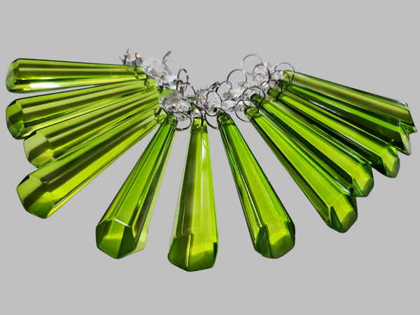 1 Sage Green Cut Glass Icicles 72 mm 3" UK Chandelier Crystals Drops Beads Droplets Light Parts 12