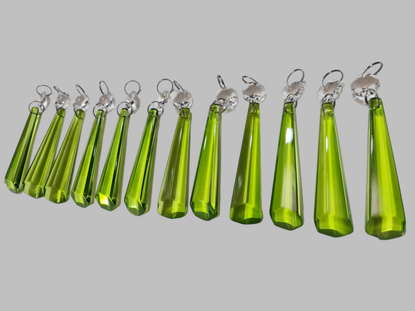 12 Sage Green Icicles 72 mm 3" Chandelier Crystals UK Drops Beads Droplets Christmas Decorations 4