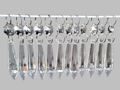 12 Clear Glass Torpedo 50 mm 2" Chandelier Crystals Beads Droplets Sun Catcher Decorations colourless