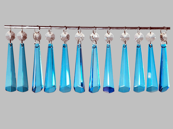 12 Teal Blue Icicles 72 mm 3" UK Chandelier Crystals Sun Catchers Beads Christmas Decorations 3