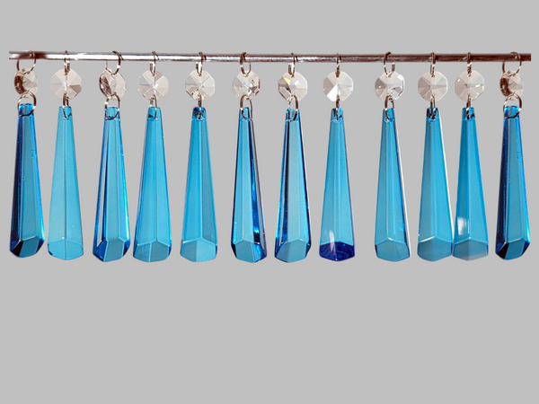 12 Teal Blue Icicles 72 mm 3" UK Chandelier Crystals Sun Catchers Beads Christmas Decorations 7