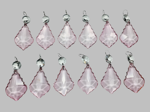 12 Pink Leaf 50 mm 2" Chandelier UK Crystals Drops Beads Droplets Christmas Wedding Decorations 3