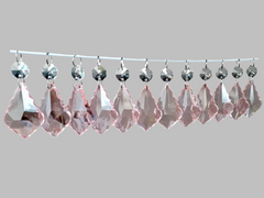 12 Light Pink Leaf 50 mm 2" Chandelier UK Crystals Drops Beads Droplets Christmas Wedding Decorations