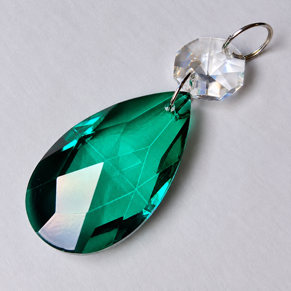 1 Peacock Green Cut Glass Oval 37 mm 1.5" Chandelier UK Crystals Beads Droplets Light Part 5