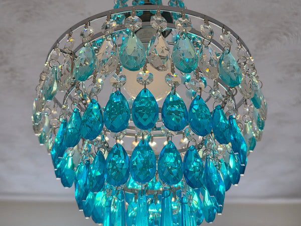 Unique 4-Tier Aqua Deco Boutique Chic Chandelier Pendant Ceiling Light 9" x 10" Customizable 12