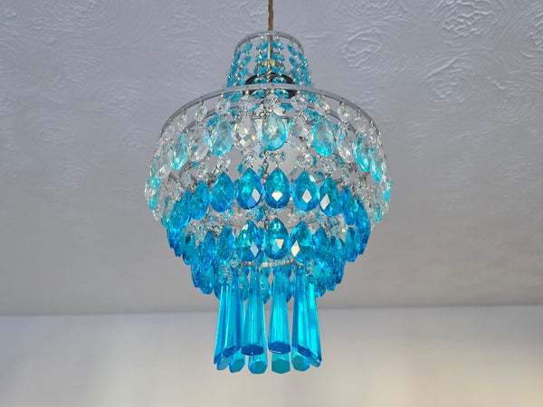 Unique 4-Tier Aqua Deco Boutique Chic Chandelier Pendant Ceiling Light 9" x 10" Customizable 7