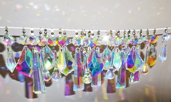 25 Original Aurora Borealis AB Chandelier Drops Cut Glass UK Crystals Beads Droplets Christmas Tree Decorations 7