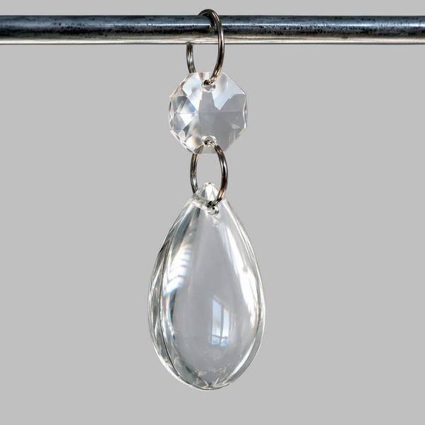 1 Clear Cut Glass Smooth Oval 50 mm 2" No Facets Chandelier UK Crystals Drops Droplets Prisms 2