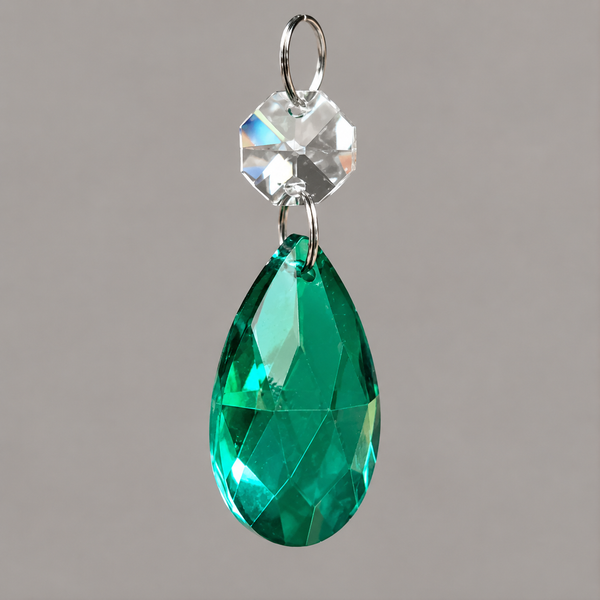 1 Peacock Green Cut Glass Oval 37 mm 1.5" Chandelier UK Crystals Beads Droplets Light Part 4