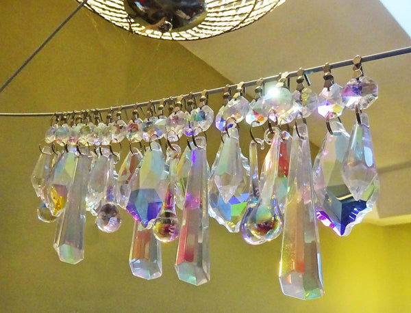 25 Original Aurora Borealis AB Chandelier Drops Cut Glass UK Crystals Beads Droplets Christmas Tree Decorations 13