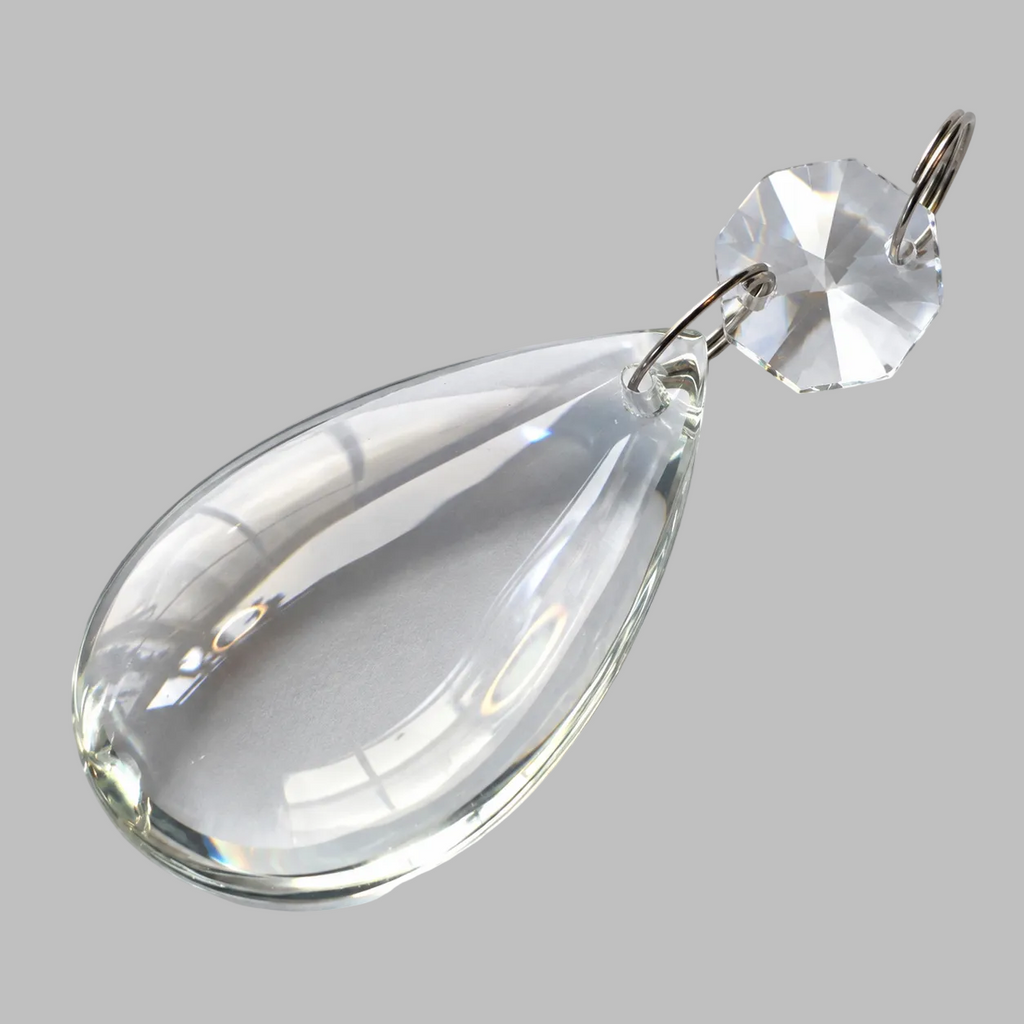 1 Clear Cut Glass Smooth Oval 50 mm 2" No Facets Chandelier UK Crystals Drops Droplets Prisms 4