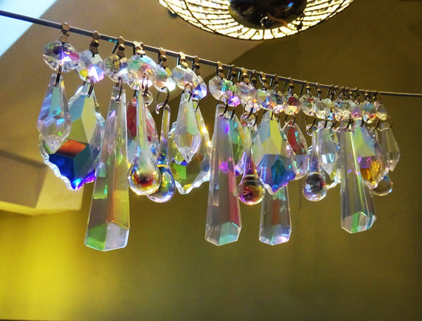 25 Original Aurora Borealis AB Chandelier Drops Cut Glass UK Crystals Beads Droplets Christmas Tree Decorations 3