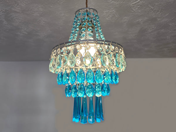 Unique 4-Tier Aqua Deco Boutique Chic Chandelier Pendant Ceiling Light 9" x 10" Customizable 17