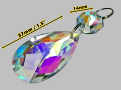 1 Aurora Borealis 37 mm 1.5" Oval Chandelier UK Crystals Beads AB Droplets Light Parts