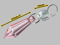 1 Light Pink Cut Glass Torpedo 37 mm 1.5" Chandelier UK Crystals Drops Beads Droplets Parts