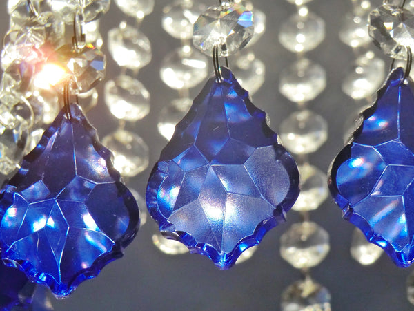 1 Blue Cut Glass Leaf 50 mm 2" Chandelier UK Crystals Drops Beads Droplets Light Lamp Parts 5