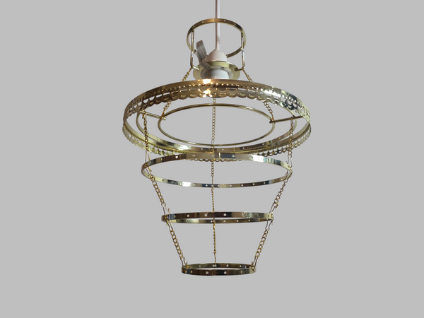 Ornate Brass 4-Tier Chandelier Pendant Frame Make Your Own Unique Light 9" x 12" 6