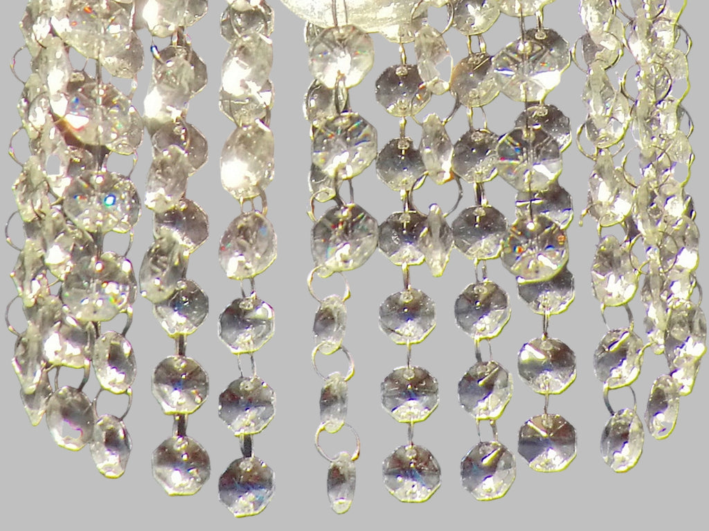12 Strands Clear 14mm Octagon Chandelier Drops Glass Crystals 2.4m Garland Beads Droplets 1