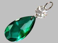 1 Peacock Green Cut Glass Oval 37 mm 1.5" Chandelier UK Crystals Beads Droplets Light Part
