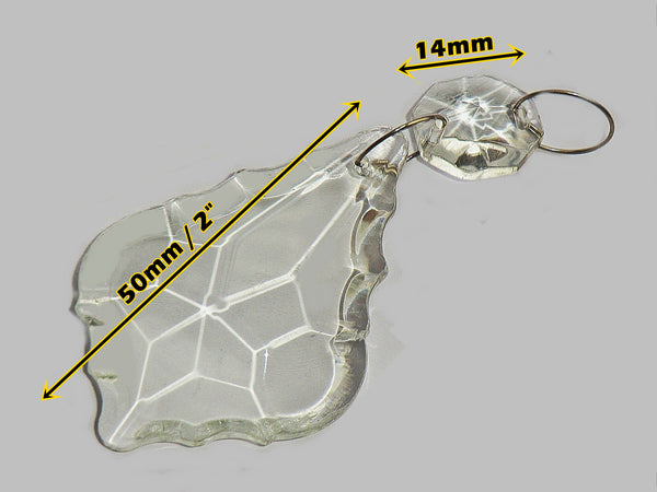 1 Clear Cut Glass Leaf 50 mm 2" Chandelier UK Crystals Beads Droplets Prism Light Parts 1