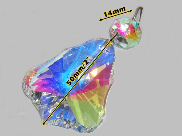 1 Aurora Borealis 50 mm 2" Bell Chandelier Cut Glass UK Crystals Beads Iridescent AB Droplets 1