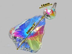 1 Aurora Borealis 50 mm 2" Bell Chandelier Cut Glass UK Crystals Beads Iridescent AB Droplets