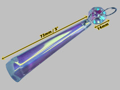 1 Aurora Borealis 72 mm 3" Icicle Chandelier Cut Glass Crystals Beads AB Droplets Lamp Parts