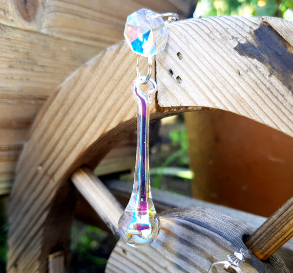 1 Aurora Borealis 53 mm 2" Teardrop Orb Chandelier Cut Glass Crystals Drops Beads Charms AB Droplets 11