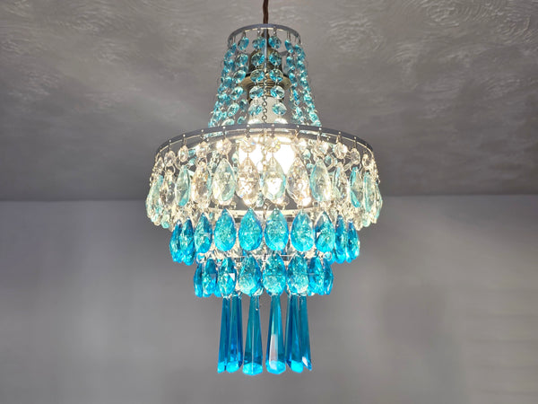 Unique 4-Tier Aqua Deco Boutique Chic Chandelier Pendant Ceiling Light 9" x 10" Customizable 8