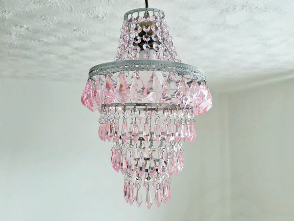 Unique 4-Tier Light Pink Chandelier Ceiling Pendant Lamp 9" x 14" Customizable 5